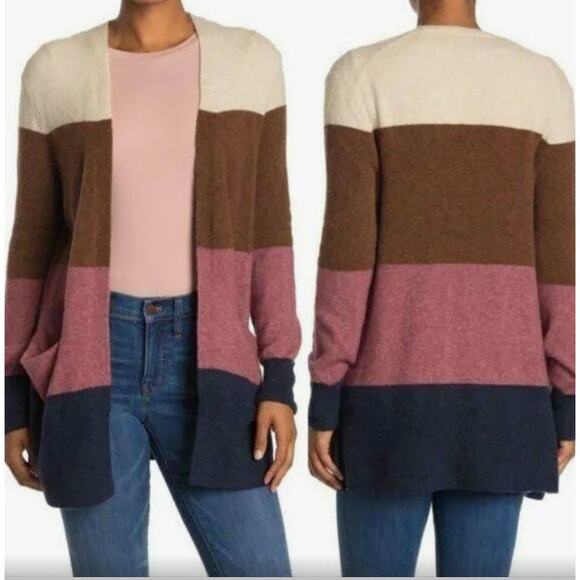Madewell‎ Stripe Print Cozy Short Walker Cardigan Sweater Size Medium - Picture 1 of 10